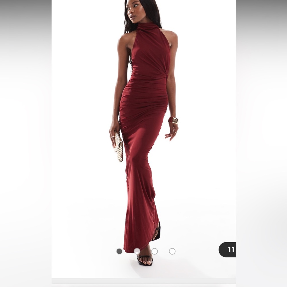 ASOS Burgundy Halter Maxi Dress